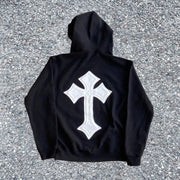 Street fashion casual cross pattern long-sleeved hoodie