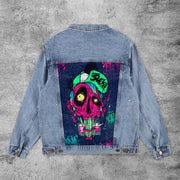 Casual green hat zombie denim jacket