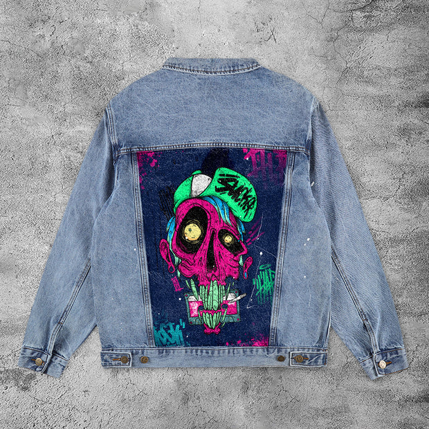 Casual green hat zombie denim jacket