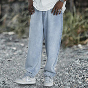 Fashion hip-hop denim washed blue trousers