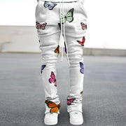 Vintage Butterfly Print Street Style Flared Pants