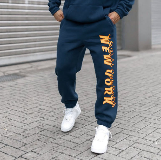 Retro personality letter pattern sports trousers