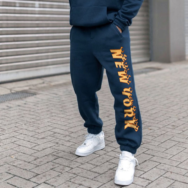 Retro personality letter pattern sports trousers
