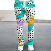 Contrasting Vintage Print Street Flared Pants