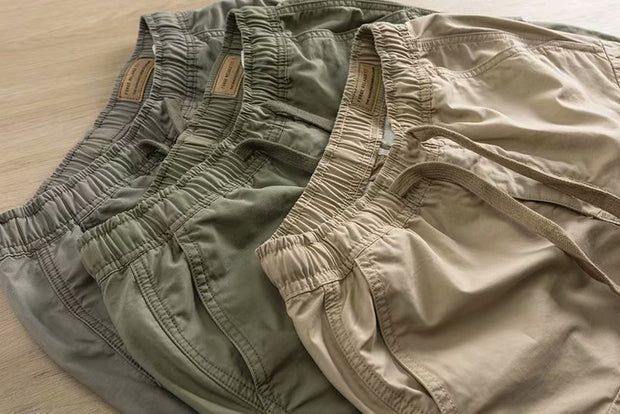 Multi Pocket Elastic Waist Cargo Shorts Casual Cropped Pants