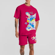 Personalized street print short sleeve suit