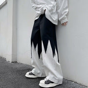 High street contrast color stitching hip hop high sense of color matching wide-leg pants