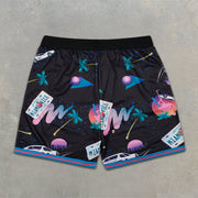Miami All Over Graphic Print Elastic Shorts