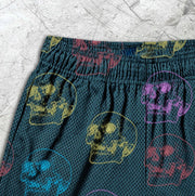 Skull Print Elastic Shorts