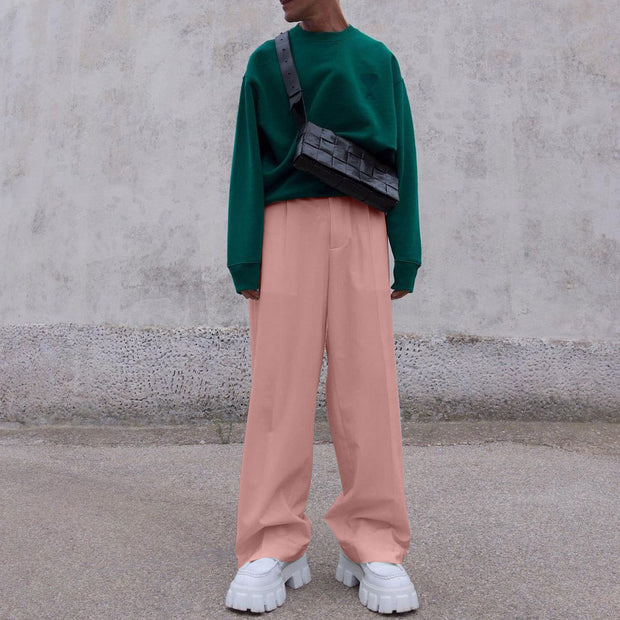 Fashion Street Straight Suit Pants Loose Casual White Wide Leg Pants
