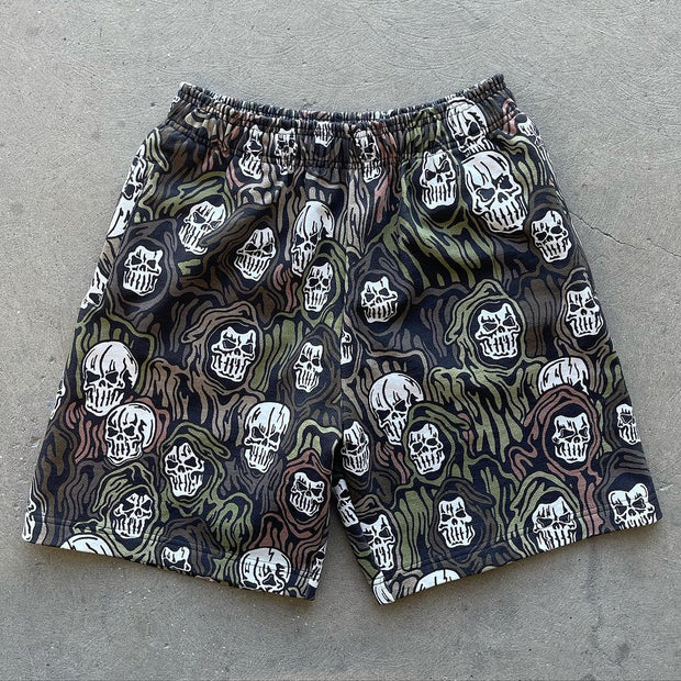 Casual personality skull print sports shorts men