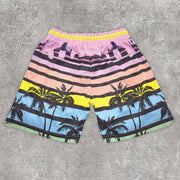 Fashion casual resort style coconut palm print sports shorts