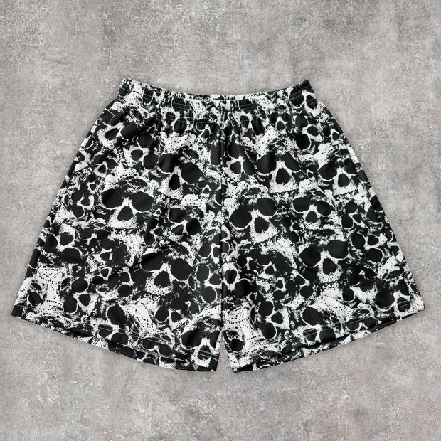 Street Style Skull Print Mesh Shorts