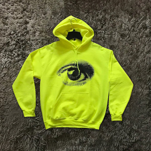 Street fashion eye print hooded sweatshirt