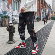 Graffiti casual pants men's loose nine-point pants hip-hop ins sports trousers