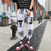 Graffiti casual pants men's loose nine-point pants hip-hop ins sports trousers