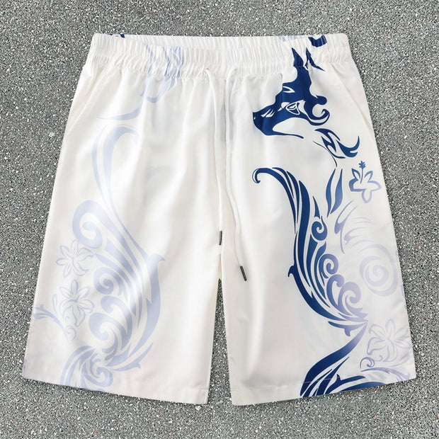 Casual Beach Shirt Teng Pattern Shorts Short Sleeve Suit