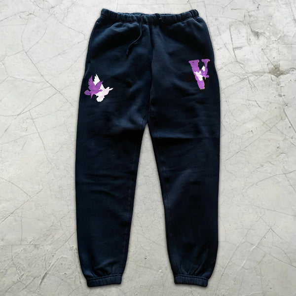 Dove Graphic Print Elastic Sweatpants
