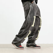 Street style bone print corduroy casual trousers
