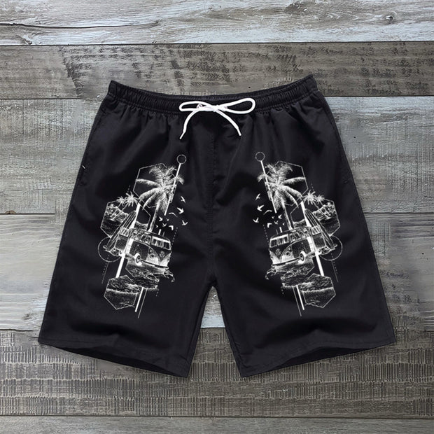 Fashion print Hawaiian shorts