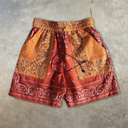 Orange print street shorts