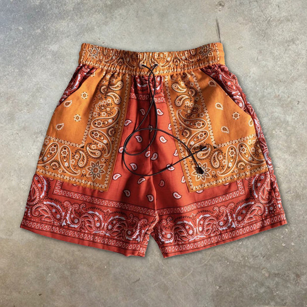 Orange print street shorts
