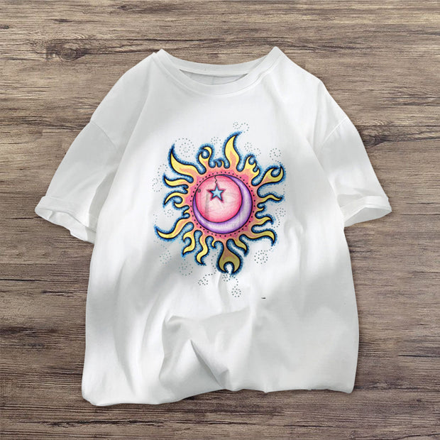 Street style retro round neck short-sleeved T-shirt