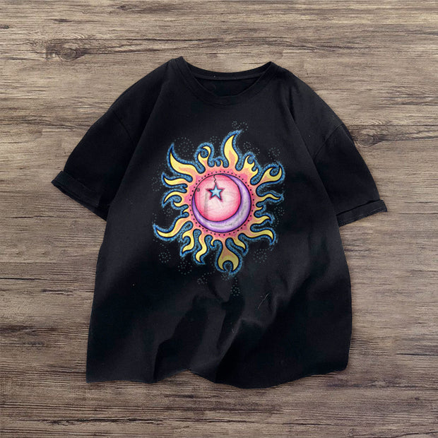 Street style retro round neck short-sleeved T-shirt
