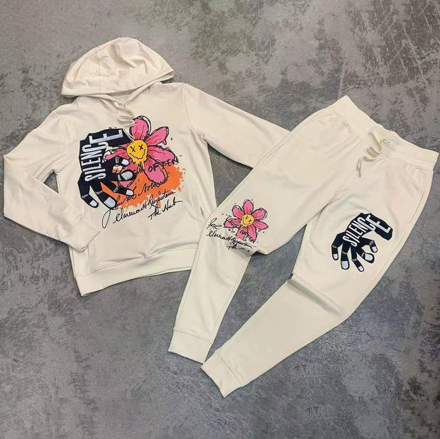Small chrysanthemum casual street sports fleece suit
