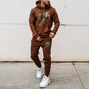Preppy Casual Fashion Printed Hooded Long Sleeve Sweatshirt Set