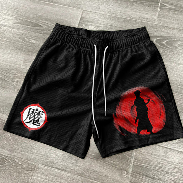 Retro trendy hip-hop meets mesh shorts