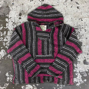Retro fashion striped casual cotton and linen hoodie