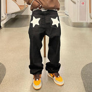 Casual Pentagram Print Denim Trousers