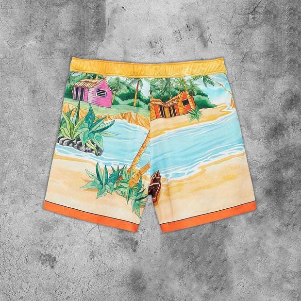Resort-style print seaside luxury shorts