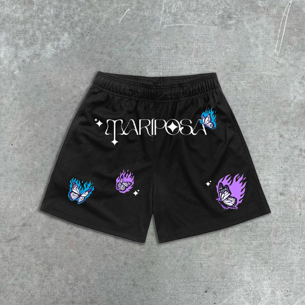 Butterfly Graphic Print Elastic Shorts