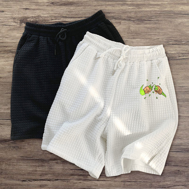 Fashionable personality printed sports waffle shorts