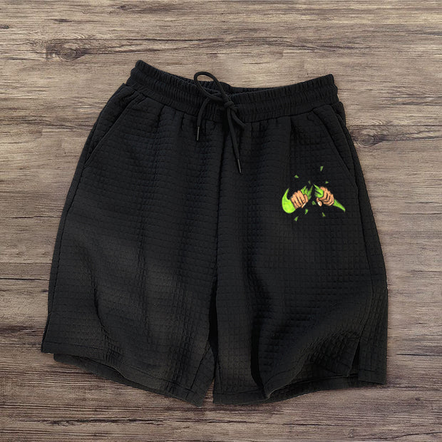Fashionable personality printed sports waffle shorts