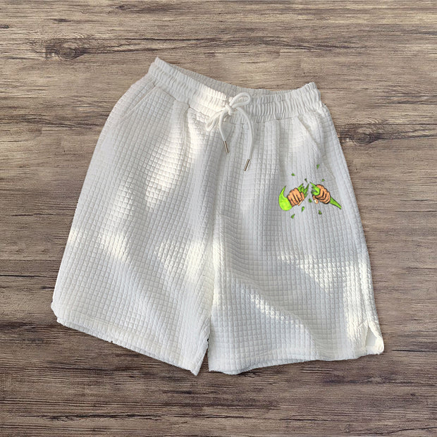 Fashionable personality printed sports waffle shorts