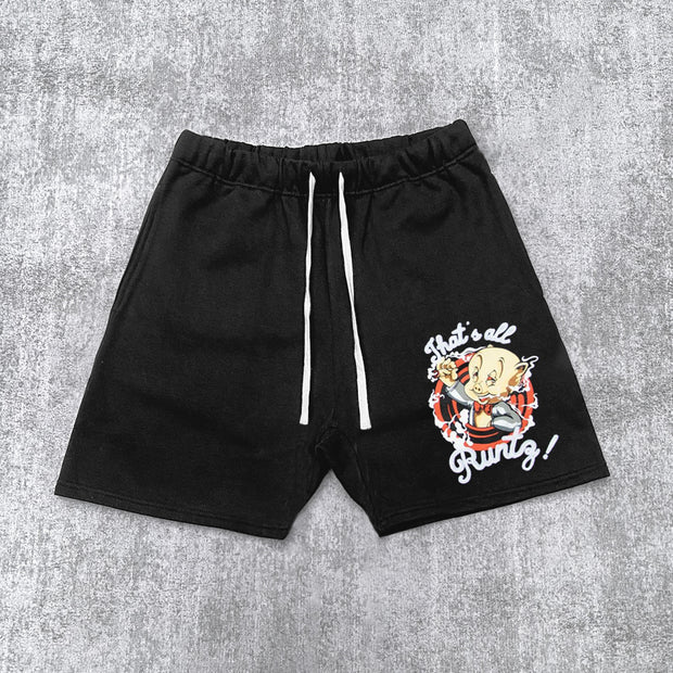 Street Piggy Print Track Shorts