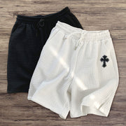Waffle cross print street shorts