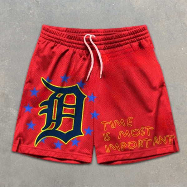 Slogan Graphic Print Elastic Shorts
