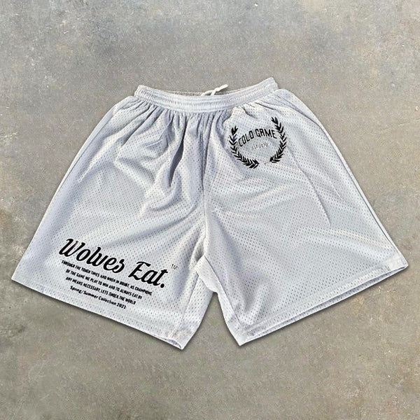 Lightning Slogan Graphic Print Elastic Shorts