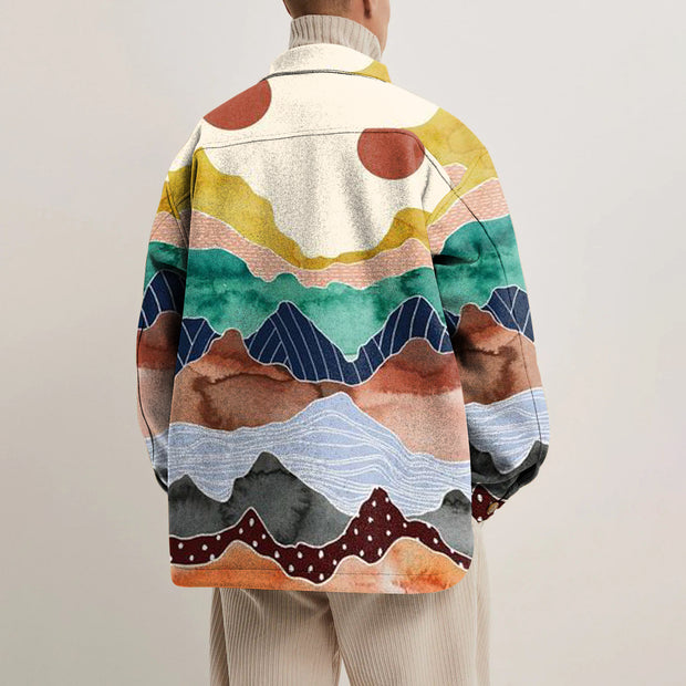 Casual hit color flannel print retro jacket