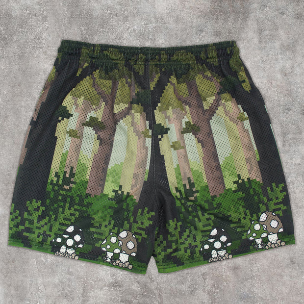 Retro personality trendy street mesh shorts