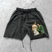 Jesus tide brand retro loose street shorts