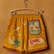 Street Style Retro Hand Painted Print Casual Shorts