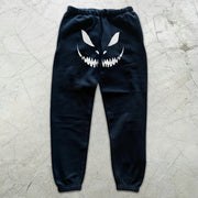 Devil Smiley Graphic Print Elastic Sweatpants