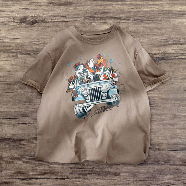 Cartoon print fashion short-sleeved T-shirt