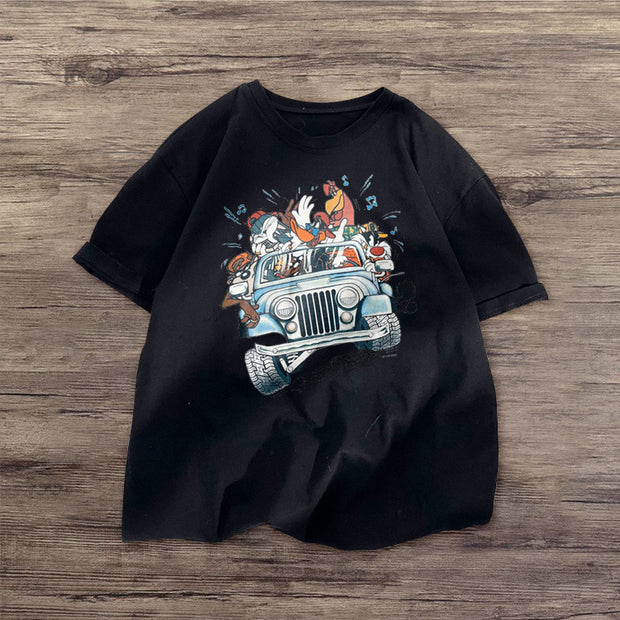 Cartoon print fashion short-sleeved T-shirt