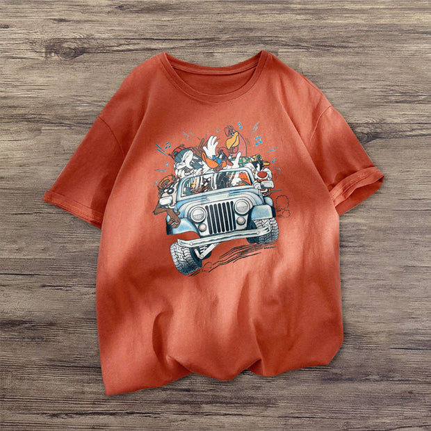 Cartoon print fashion short-sleeved T-shirt
